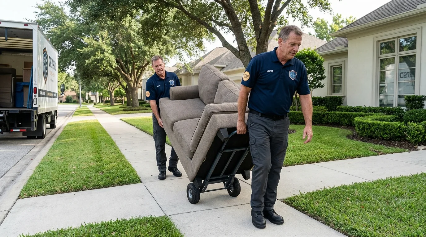 Local residential moving crew loading furniture in Florence, WI